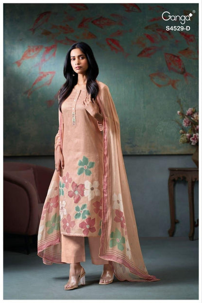 Priarae S4529 Ganga Cotton Satin Plazzo Style Suits Wholesale