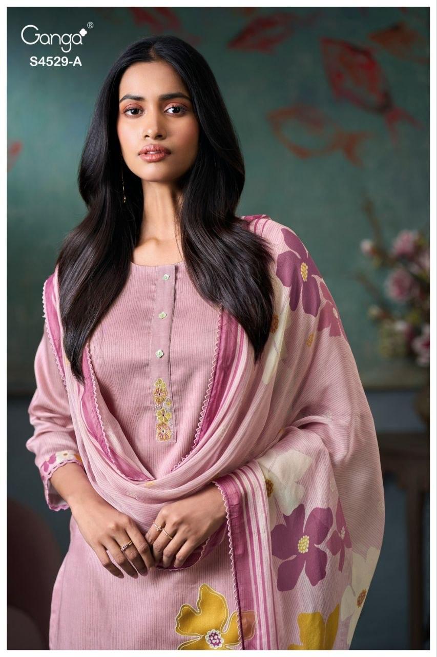 Priarae S4529 Ganga Cotton Satin Plazzo Style Suits Wholesale