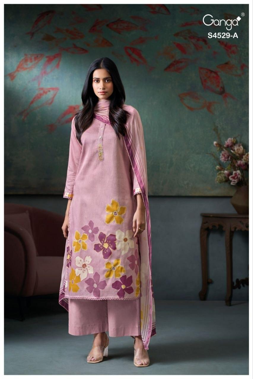 Priarae S4529 Ganga Cotton Satin Plazzo Style Suits Wholesale