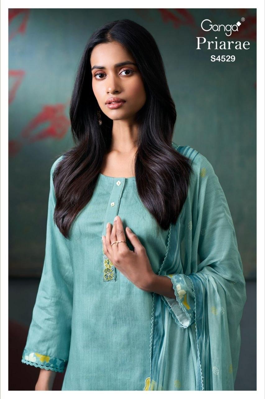 Priarae S4529 Ganga Cotton Satin Plazzo Style Suits Wholesale