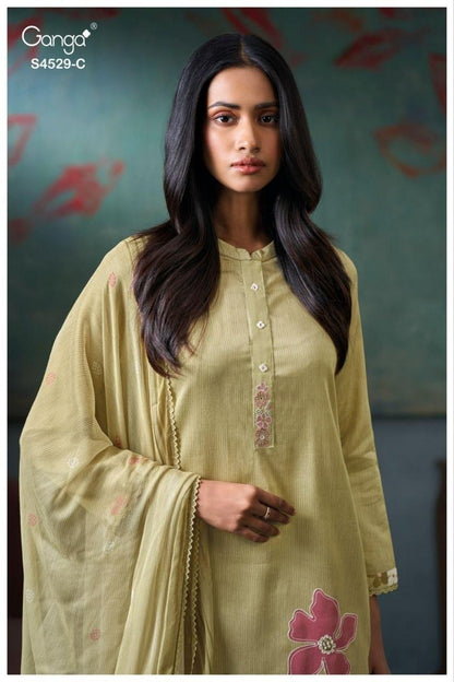 Priarae S4529 Ganga Cotton Satin Plazzo Style Suits Wholesale