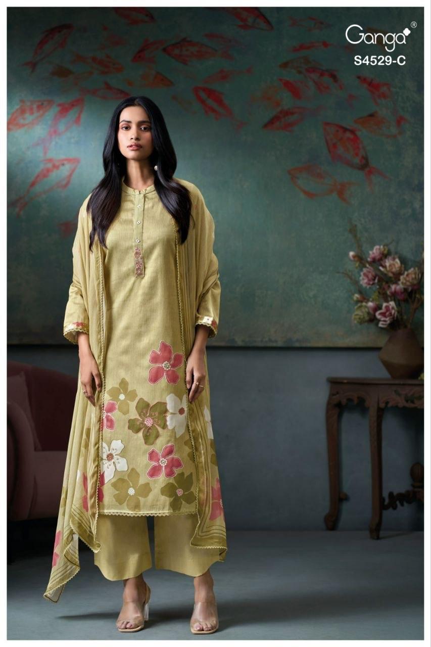 Priarae S4529 Ganga Cotton Satin Plazzo Style Suits Wholesale