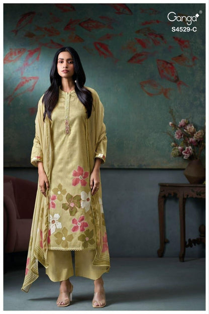 Priarae S4529 Ganga Cotton Satin Plazzo Style Suits Wholesale