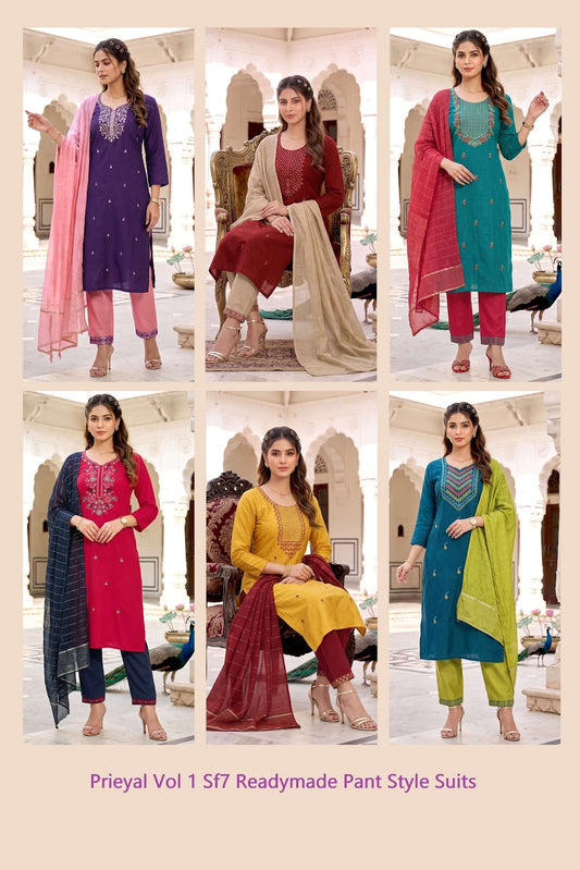 Prieyal Vol 1 Sf7 Vetican Readymade Pant Style Suits Wholesaler Gujarat