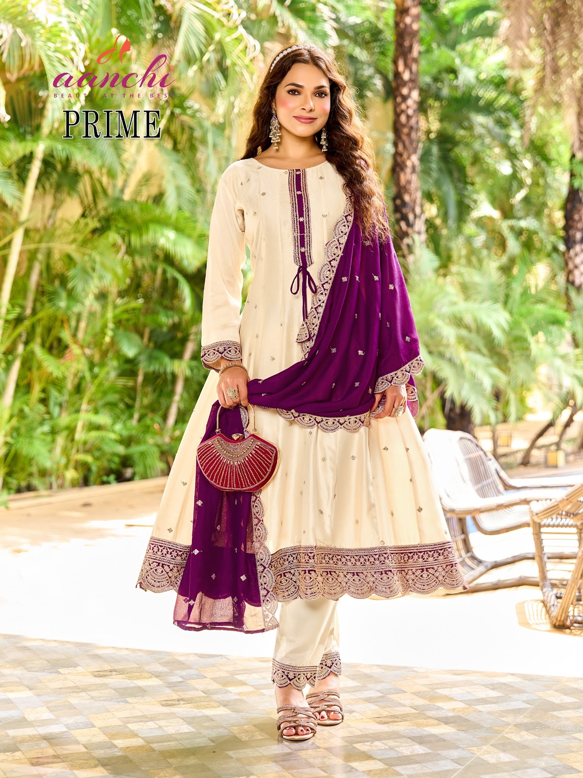 Prime Aanchi Vichitra Silk Readymade Anarkali Suits Wholesale Price