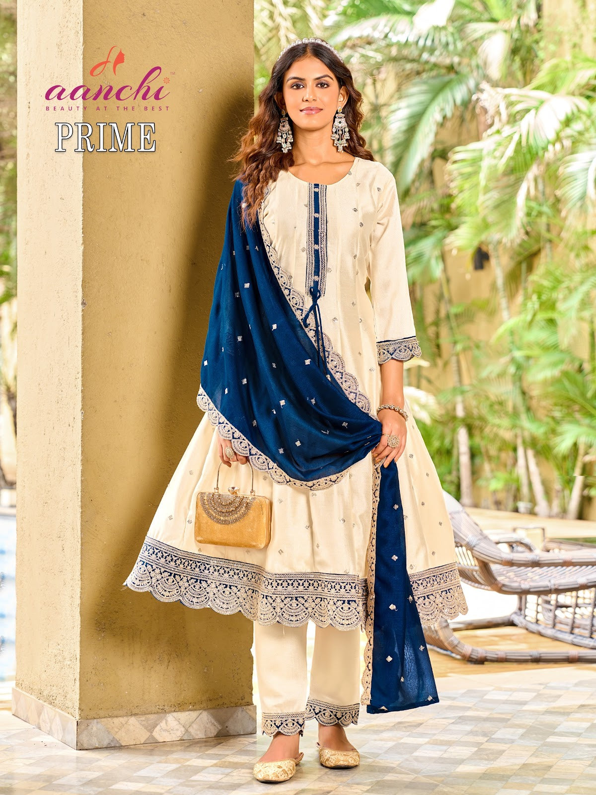 Prime Aanchi Vichitra Silk Readymade Anarkali Suits Wholesale Price
