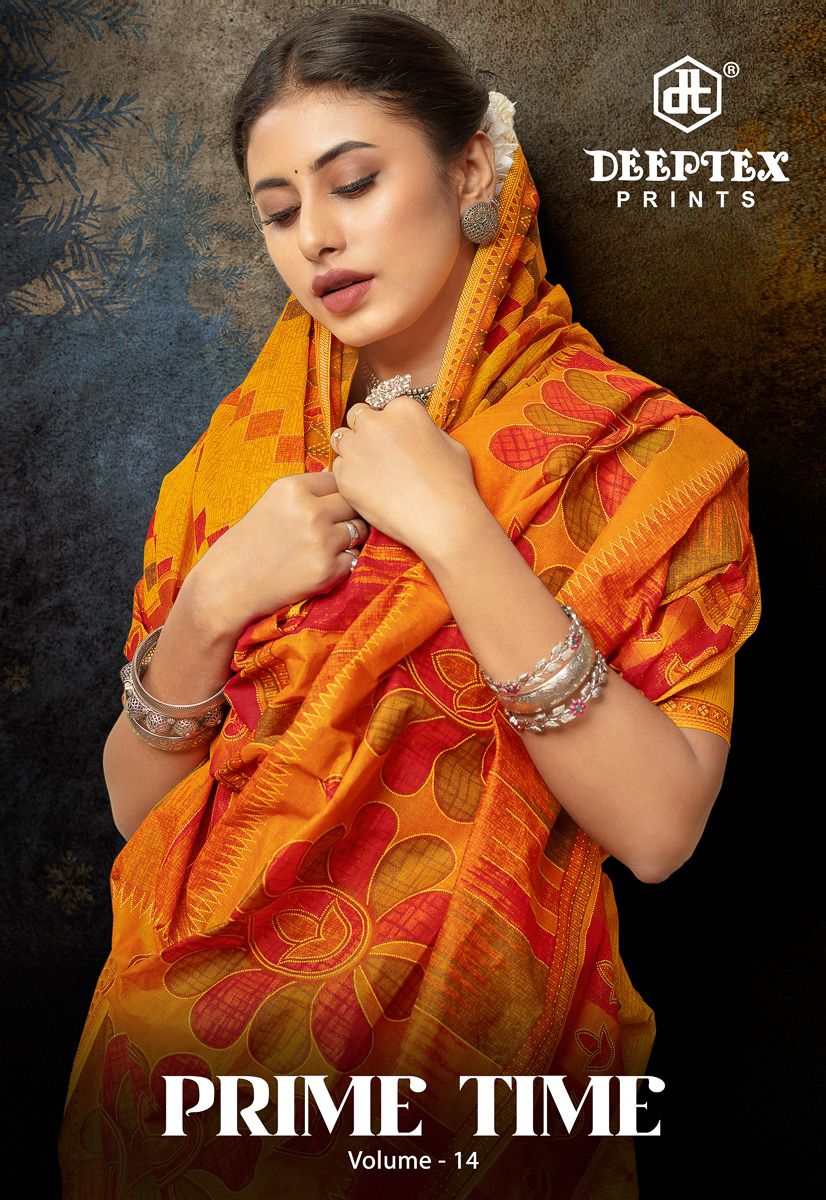 Prime Time Vol 14 Deeptex Prints Cotton Sarees Wholesale