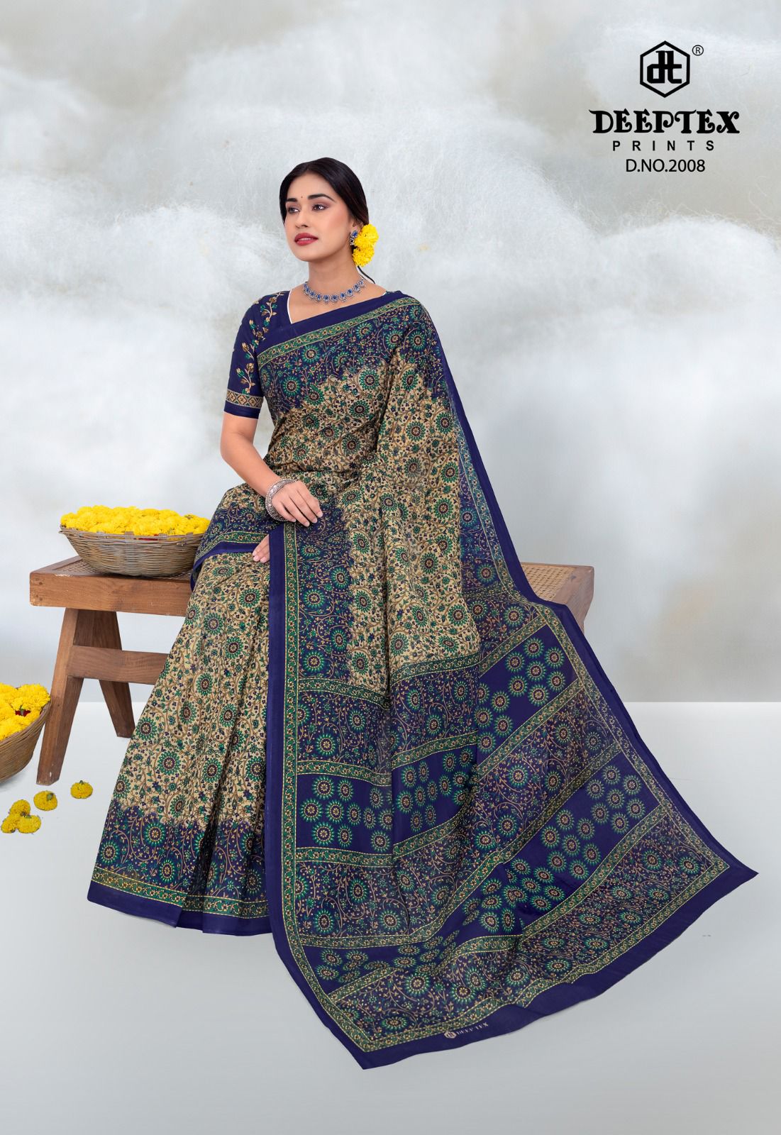 Prime Time Vol 20 Deeptex Prints Cotton Sarees Supplier Gujarat