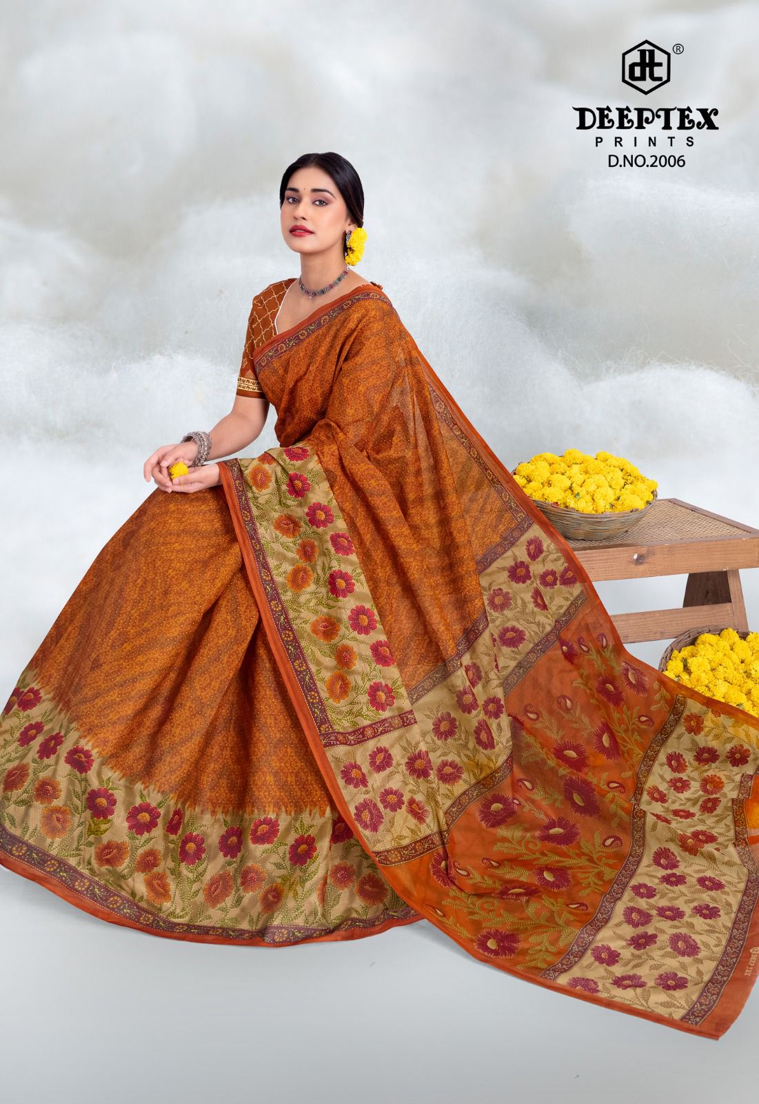 Prime Time Vol 20 Deeptex Prints Cotton Sarees Supplier Gujarat