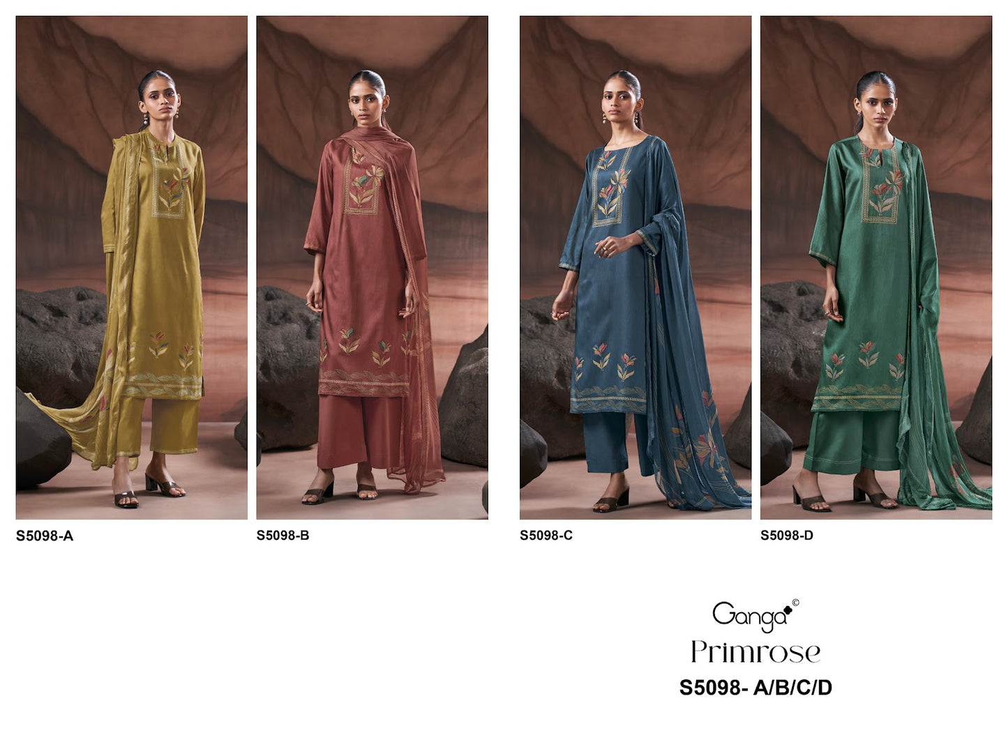 Primrose S5098 Ganga Cotton Satin Pant Style Suits Supplier India