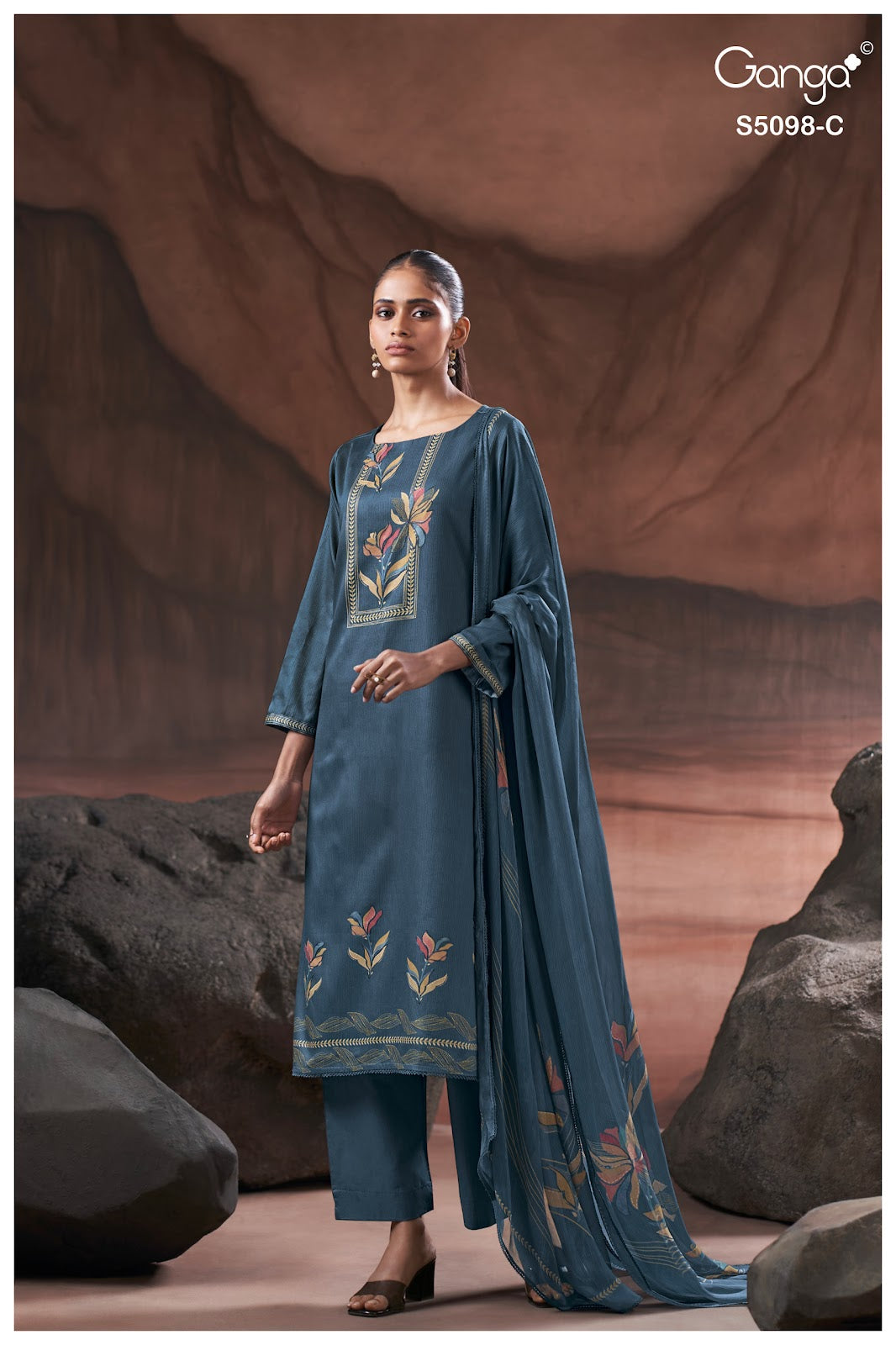 Primrose S5098 Ganga Cotton Satin Pant Style Suits Supplier India