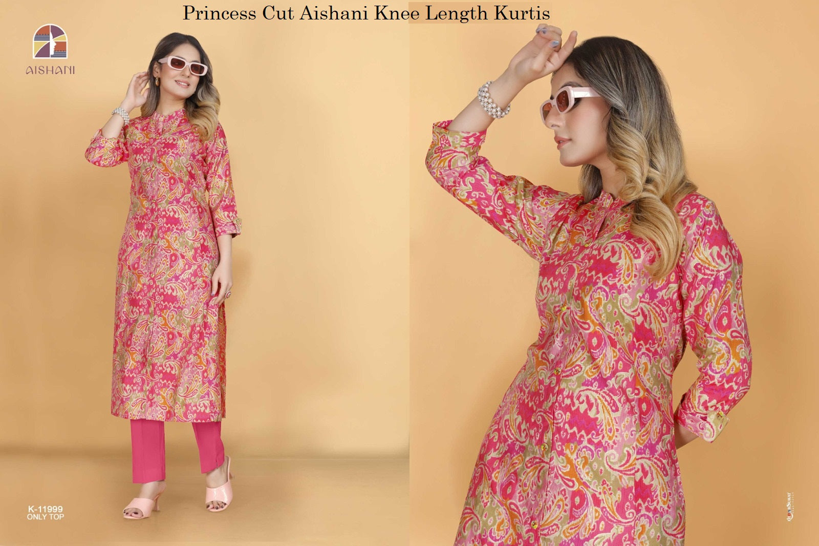 Princess Cut Aishani Modal Silk Knee Length Kurtis Exporter India