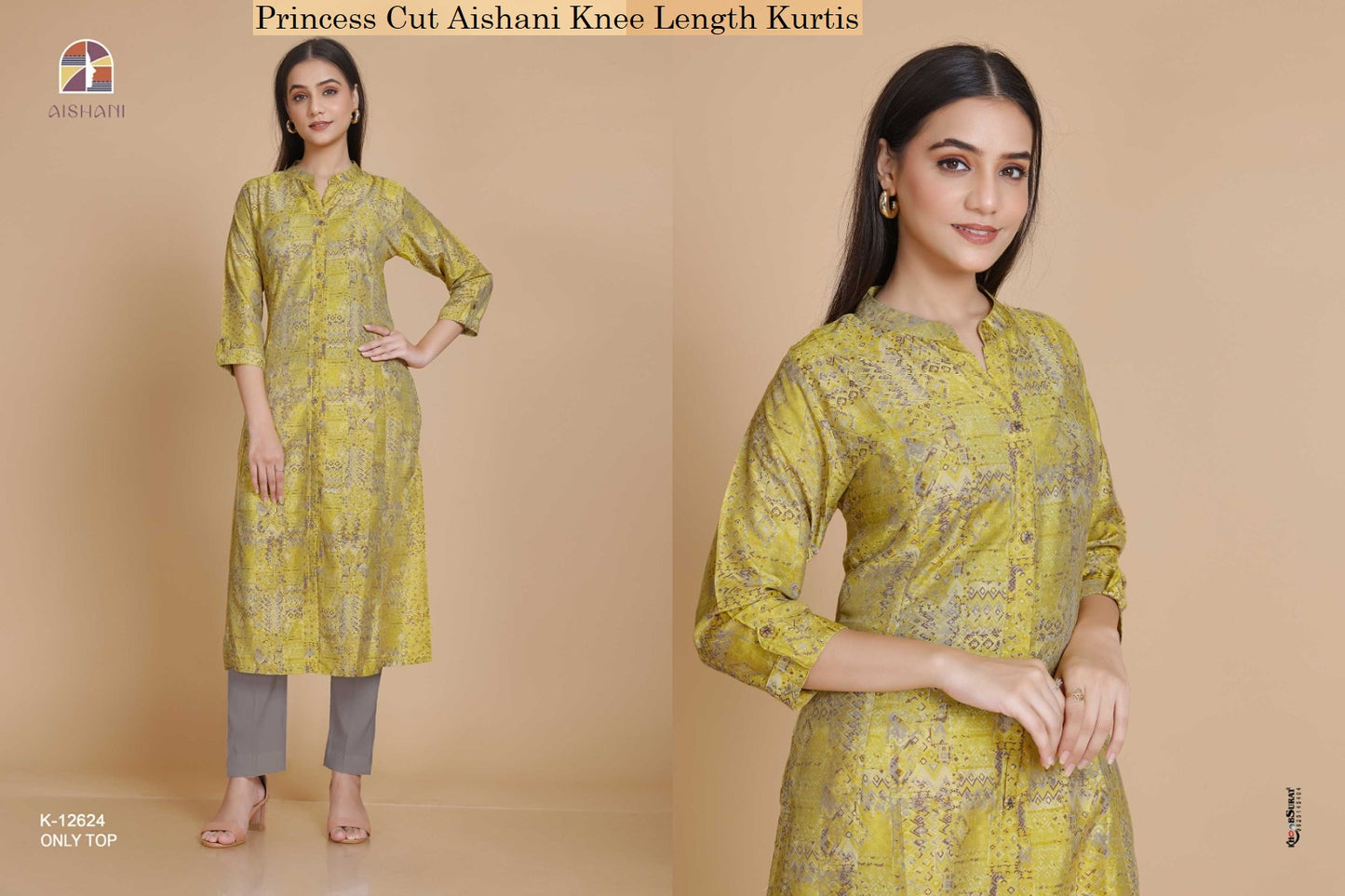 Princess Cut Aishani Modal Silk Knee Length Kurtis Exporter India
