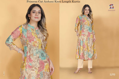Princess Cut Aishani Modal Silk Knee Length Kurtis Exporter India