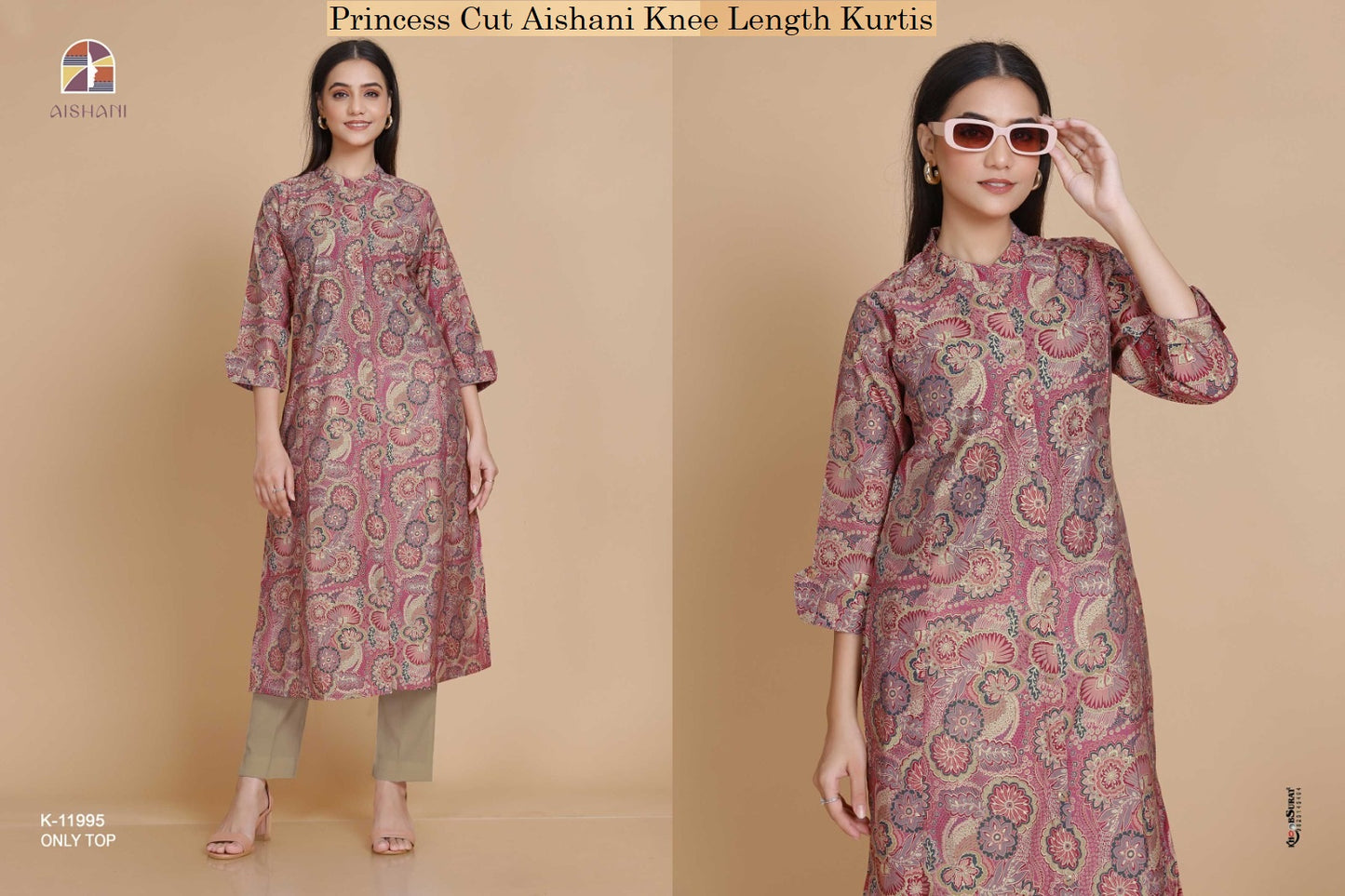 Princess Cut Aishani Modal Silk Knee Length Kurtis Exporter India