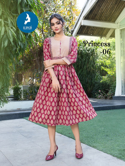 Princess Kaya Cotton A-Line Kurti Manufacturer India