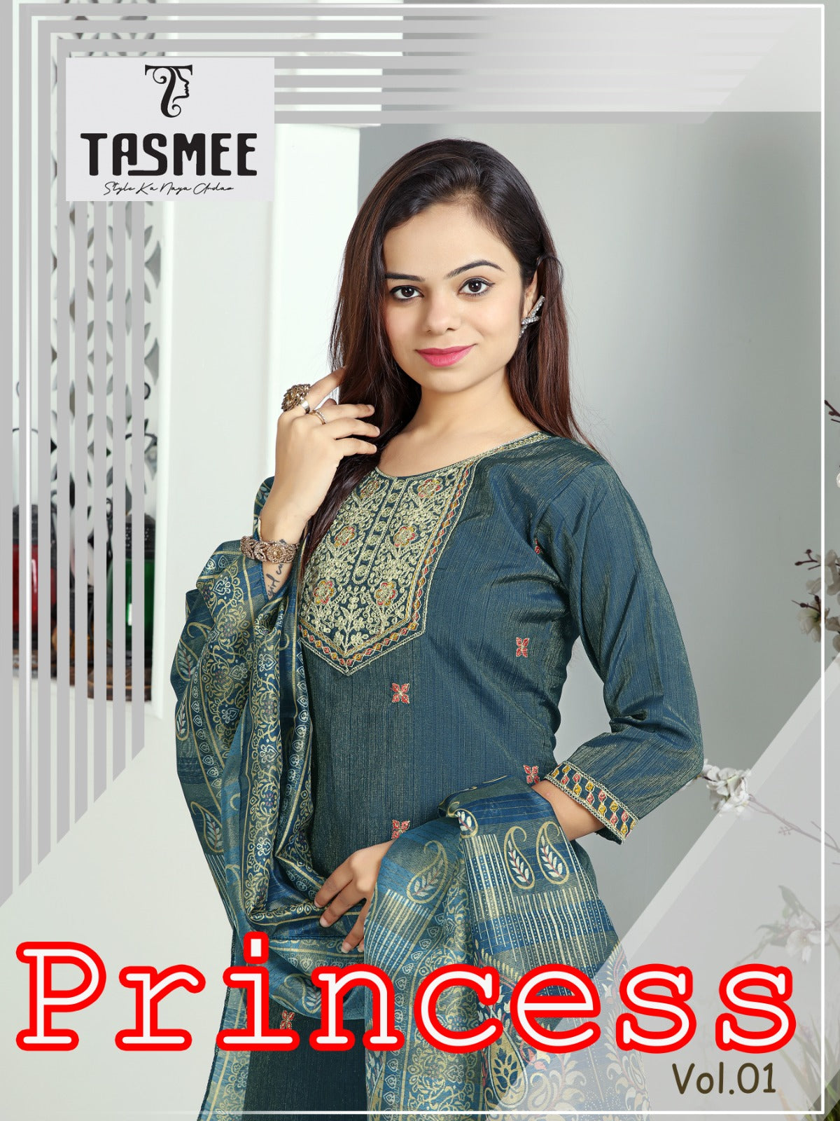 Princess Vol 1 Tasmee Vertical Readymade Pant Style Suits Wholesaler