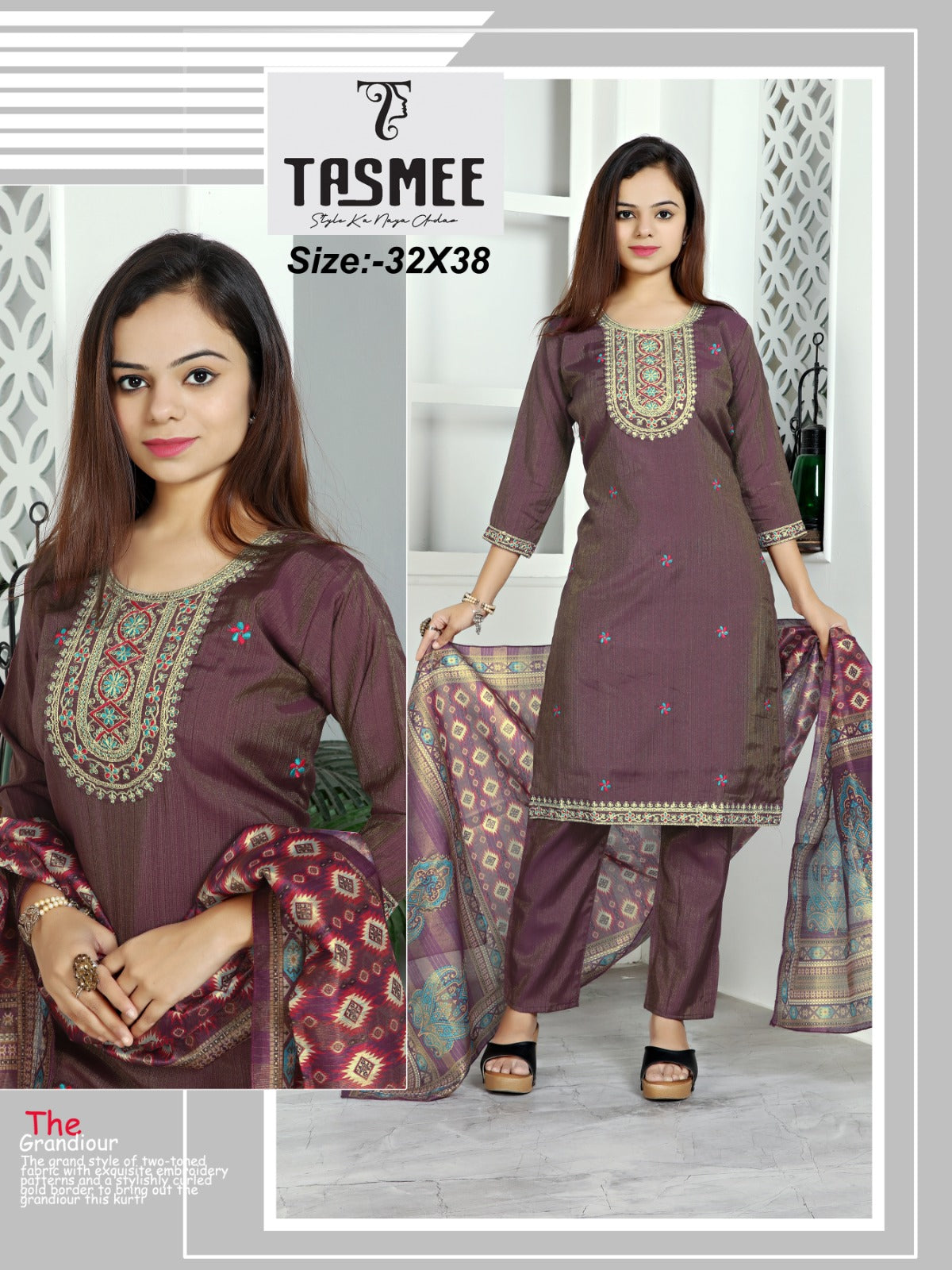 Princess Vol 1 Tasmee Vertical Readymade Pant Style Suits Wholesaler