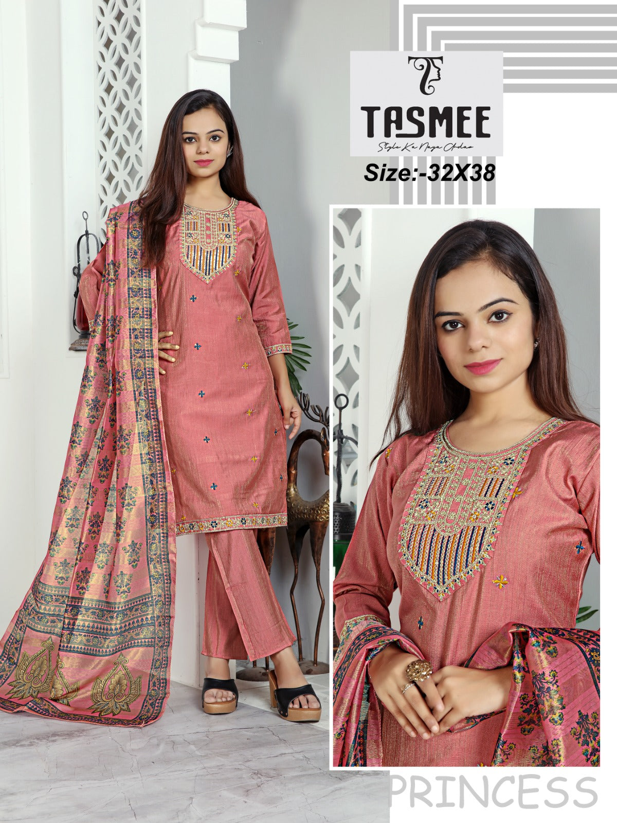 Princess Vol 1 Tasmee Vertical Readymade Pant Style Suits Wholesaler