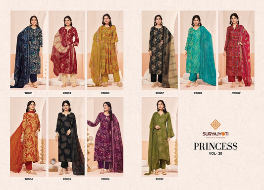 Princess Vol 20 Suryajyoti Rayon Pant Style Suits Wholesaler