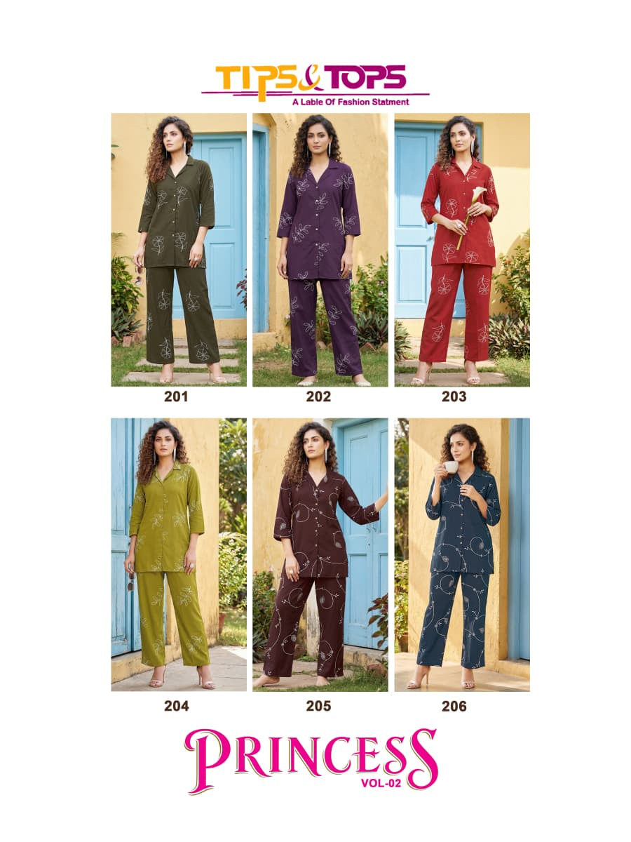 Princess Vol 2 Tips Tops Reyon Co Ord Set Wholesaler Gujarat