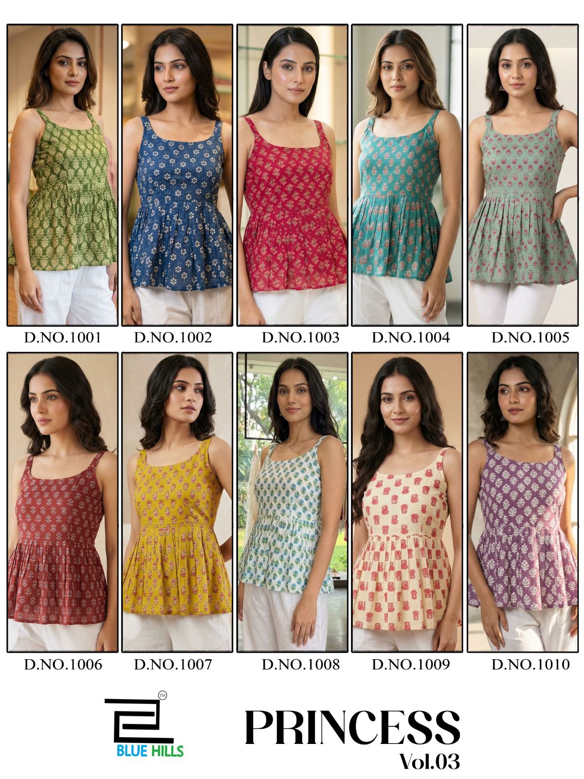 Princess Vol 3 Blue Hills Cotton Stylish Short Tops Exporter India
