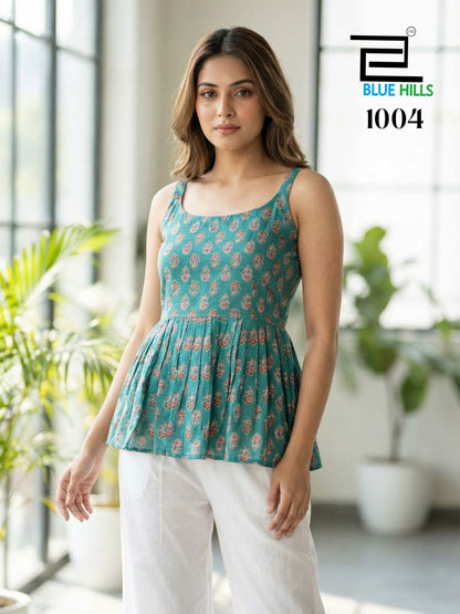 Princess Vol 3 Blue Hills Cotton Stylish Short Tops Exporter India