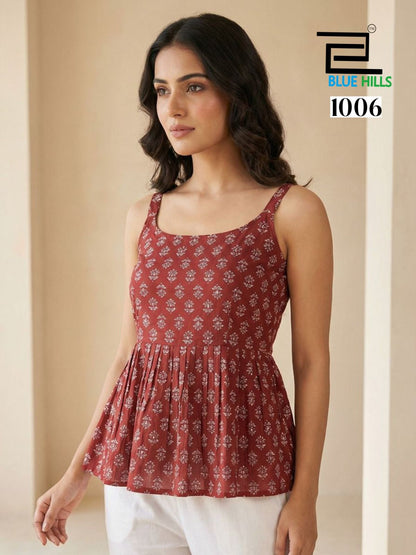Princess Vol 3 Blue Hills Cotton Stylish Short Tops Exporter India