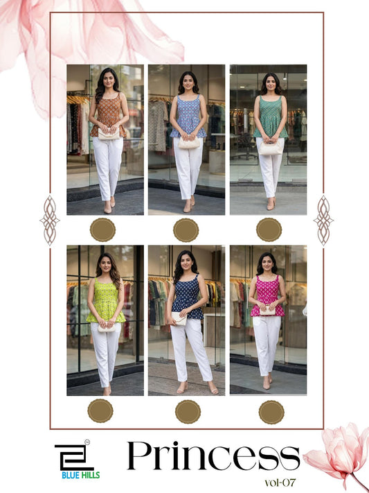 Princess Vol 7 Peplum Blue Hills Cotton Stylish Short Tops Supplier