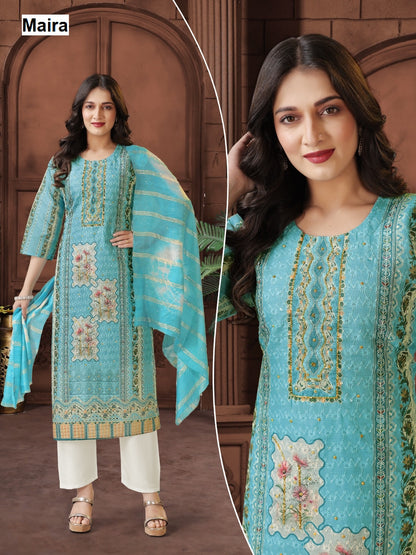 Print-Plain 0708 Maira Rayon Readymade Pant Style Suits Wholesale Rate