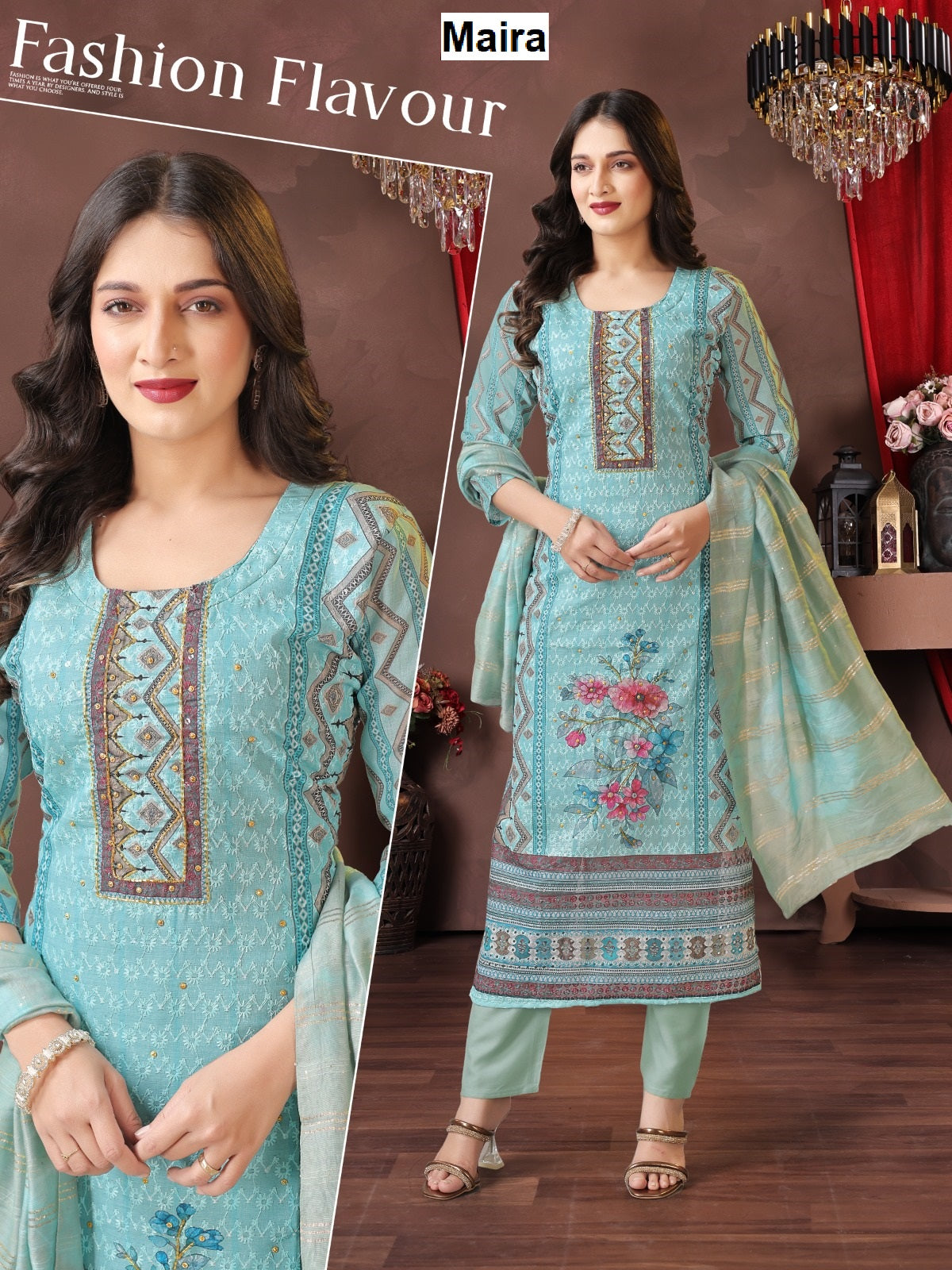 Print-Plain 0708 Maira Rayon Readymade Pant Style Suits Wholesale Rate