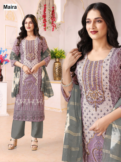 Print-Plain 0708 Maira Rayon Readymade Pant Style Suits Wholesale Rate