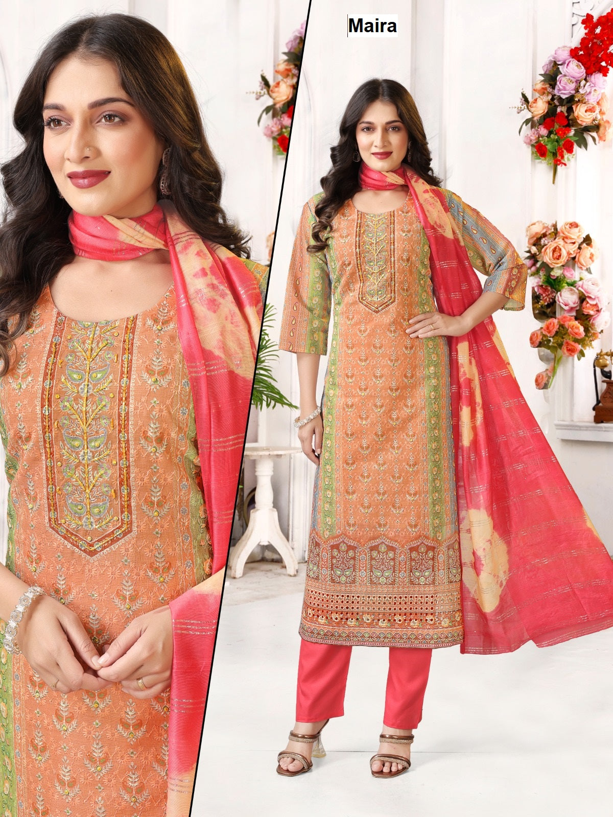 Print-Plain 0708 Maira Rayon Readymade Pant Style Suits Wholesale Rate