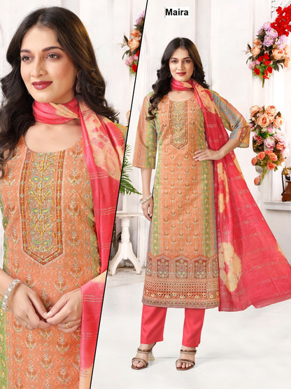 Print-Plain 0708 Maira Rayon Readymade Pant Style Suits Wholesale Rate