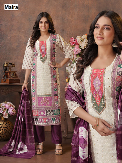 Print-Plain 0708 Maira Rayon Readymade Pant Style Suits Wholesale Rate