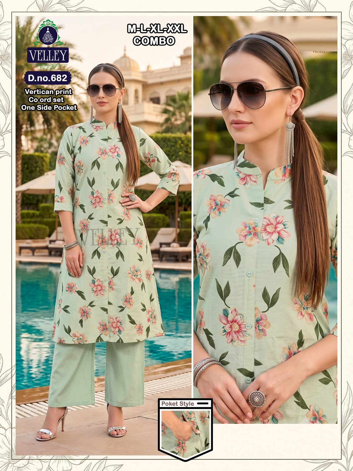 Print-Plain 200826 Velley Vatican Kurti Plazzo Set Wholesaler India