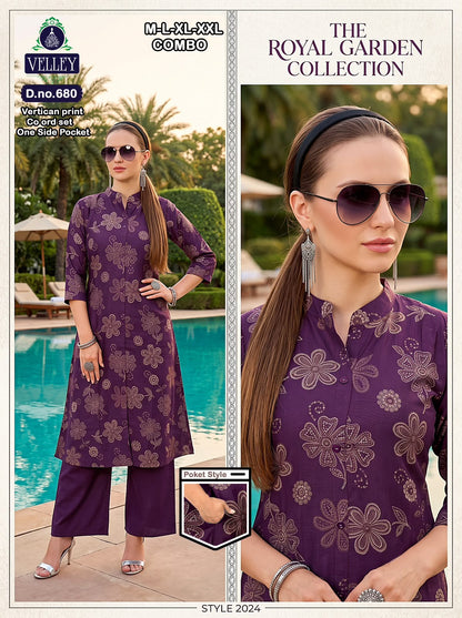 Print-Plain 200826 Velley Vatican Kurti Plazzo Set Wholesaler India