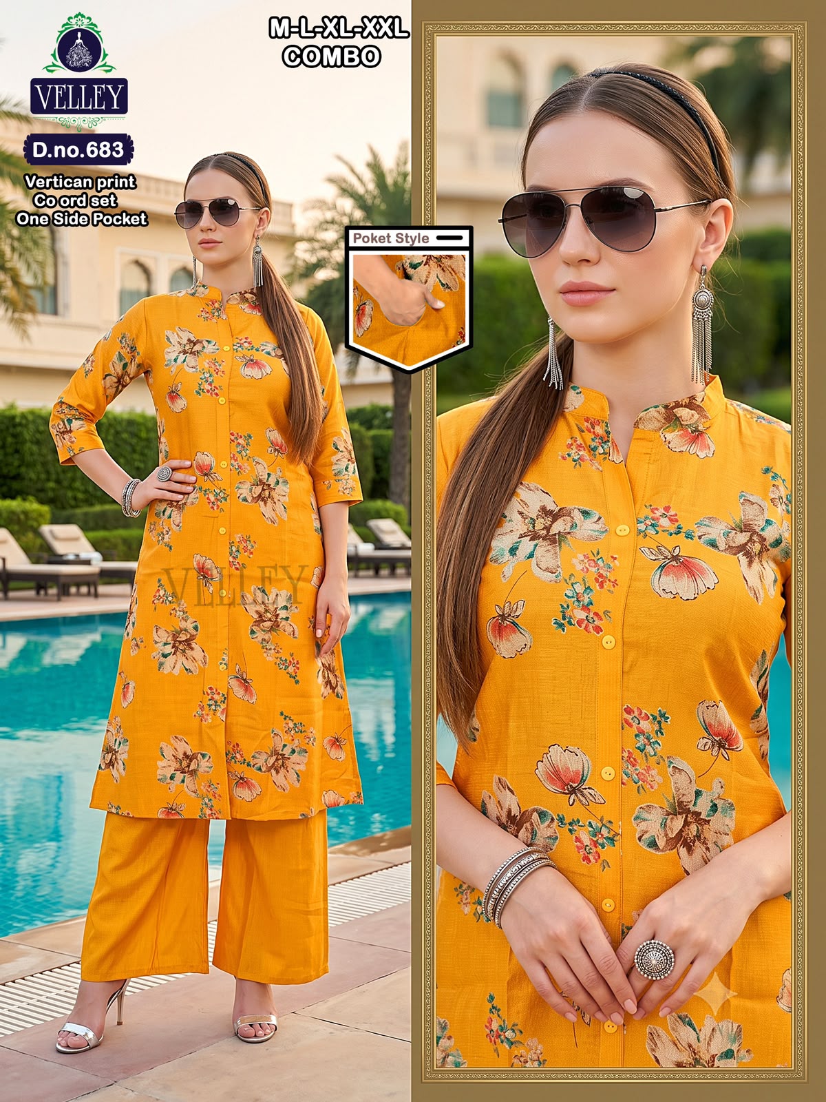Print-Plain 200826 Velley Vatican Kurti Plazzo Set Wholesaler India