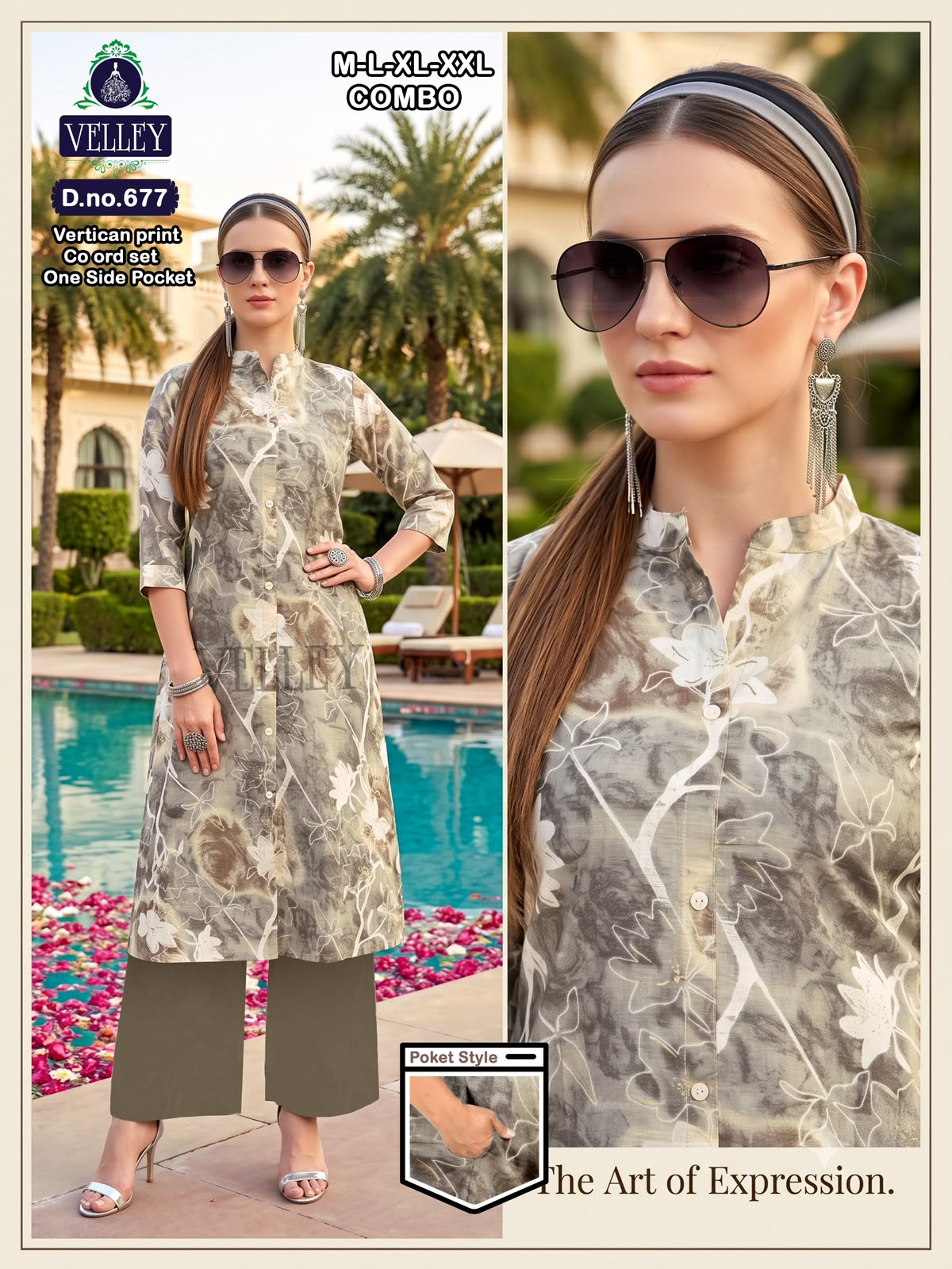Print-Plain 200826 Velley Vatican Kurti Plazzo Set Wholesaler India