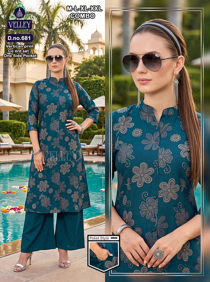 Print-Plain 200826 Velley Vatican Kurti Plazzo Set Wholesaler India