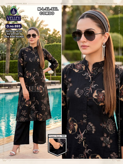 Print-Plain 200826 Velley Vatican Kurti Plazzo Set Wholesaler India