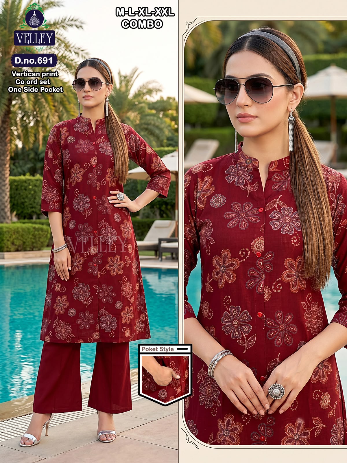 Print-Plain 200826 Velley Vatican Kurti Plazzo Set Wholesaler India