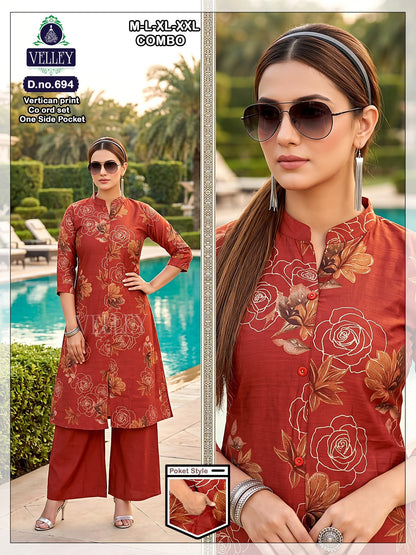 Print-Plain 200826 Velley Vatican Kurti Plazzo Set Wholesaler India