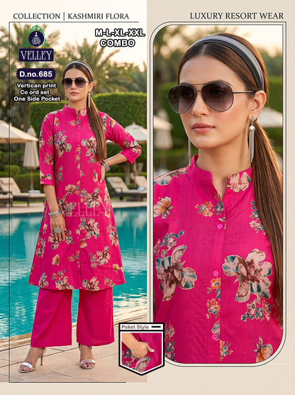 Print-Plain 200826 Velley Vatican Kurti Plazzo Set Wholesaler India