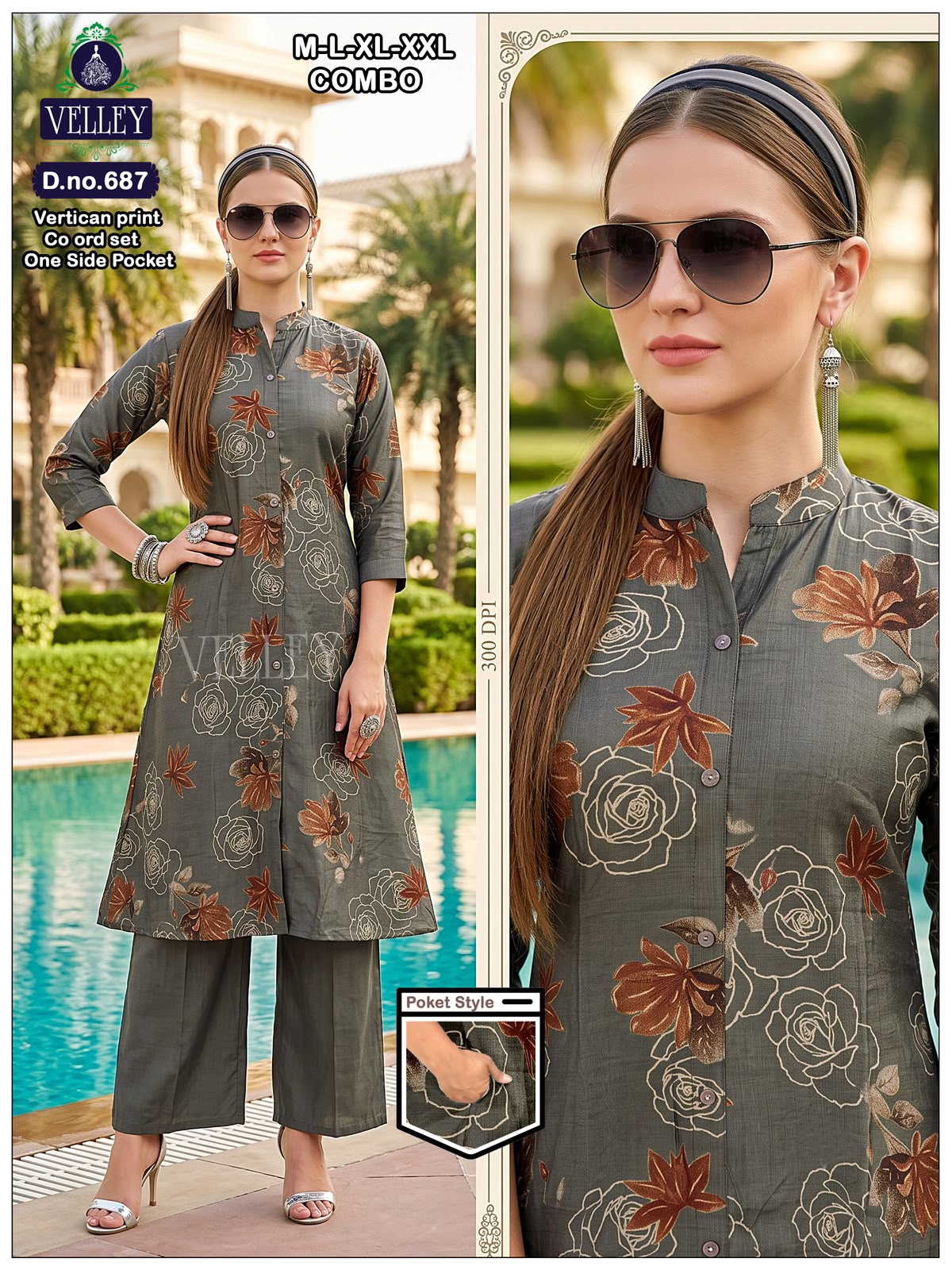 Print-Plain 200826 Velley Vatican Kurti Plazzo Set Wholesaler India