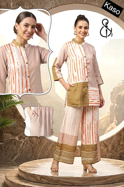 Print-Plain 250626 Kaso Muslin Co Ord Set Manufacturer