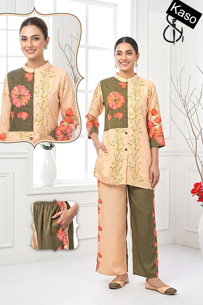 Print-Plain 250626 Kaso Muslin Co Ord Set Manufacturer