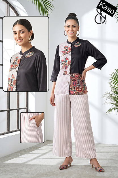 Print-Plain 250626 Kaso Muslin Co Ord Set Manufacturer