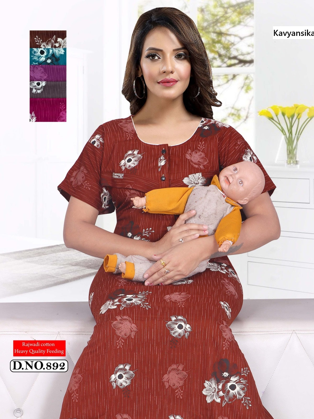 Print 0105 Kavyansika Rajwadi Feeding Night Gown Wholesaler Gujarat
