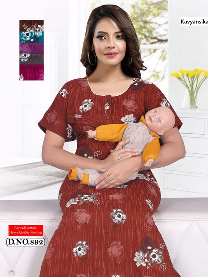 Print 0105 Kavyansika Rajwadi Feeding Night Gown Wholesaler Gujarat